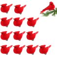 thumbnail interactive-video image 1 of Lot Of 12 Artificial Red Bird Cardinal Ornaments - Cute Miniature Decorations 1 of 2