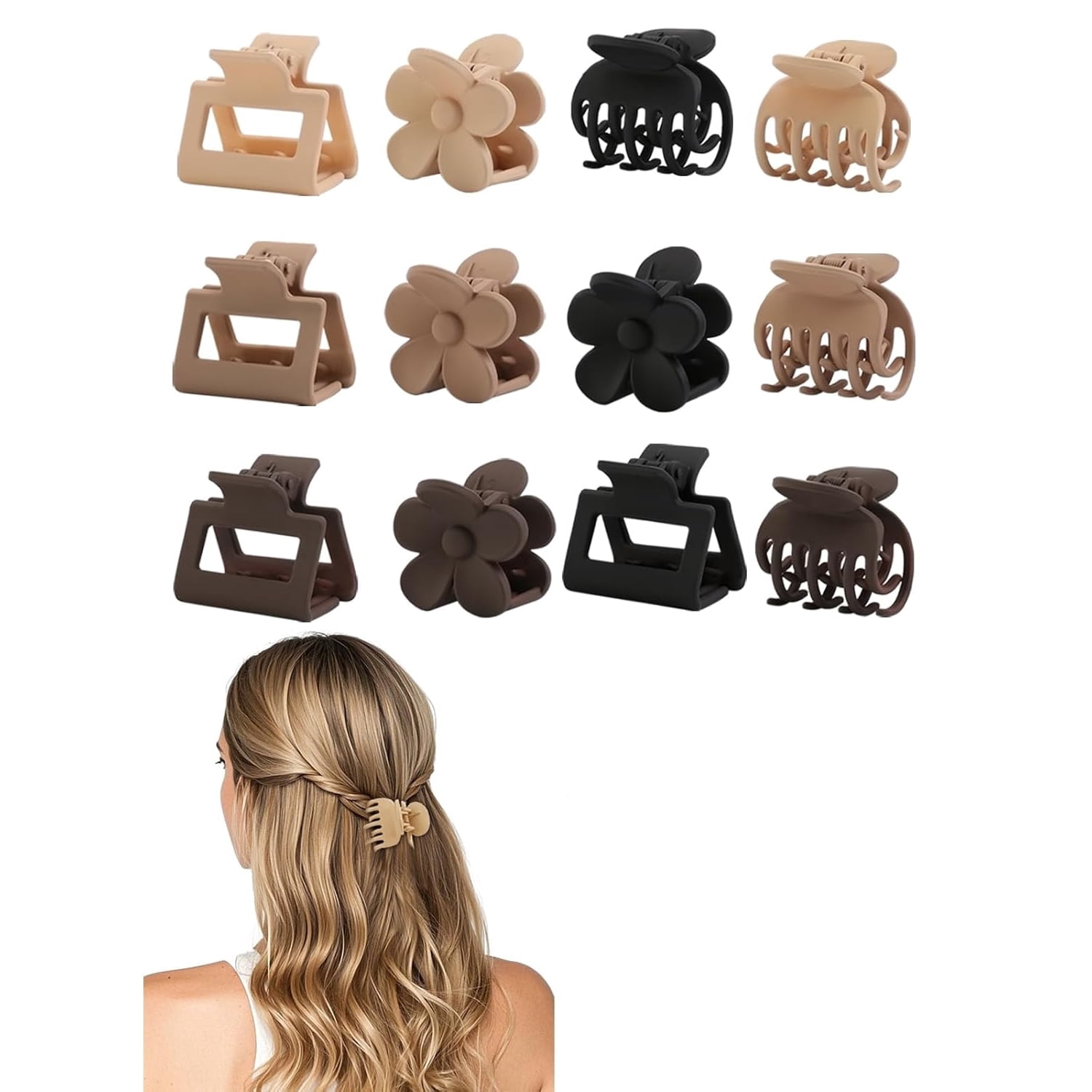Celluloid Hair Claw Clips Set Small Black and Brown Elegant Hair Accessories Parcelona French Classic Small Celluloid Hair Claw Clip - No  main image 2