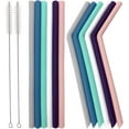 thumbnail image 1 of GoXteam 12Pcs Silicone Straws with 2 Cleaning Brushes and Bag, Reusable Silicone Drinking Straws for 30oz and 20oz Tumblers (Multicolor, 10 inches), 1 of 7