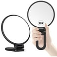thumbnail image 1 of GoXteam 1X/30X Magnifying Handheld Mirror Double Sided, Foldable Travel Makeup Mirror, Adjustable Rotation Pedestal Hand, Hanging, Desk Vanity Mirror, Black, 1 of 7