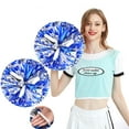 thumbnail image 1 of GoXteam 2 Pack Cheerleader Pom Poms Sports Dance Cheer Plastic Pom Poms Cheerleading for Sports Team Spirit Cheering, Blue Silver, 1 of 7