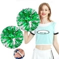 thumbnail image 1 of GoXteam 2 Pack Cheerleader Pom Poms Sports Dance Cheer Plastic Pom Poms Cheerleading for Sports Team Spirit Cheering, Green Silver, 1 of 7