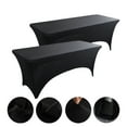 thumbnail image 1 of GoXteam 2 Pack Stretch Spandex Table Covers for 6 Foot Tables - 6 FT Universal Rectangular Fitted Tablecloth Protector for Wedding, Banquet, Party (Black, 72" x 30" x 30"), 1 of 7