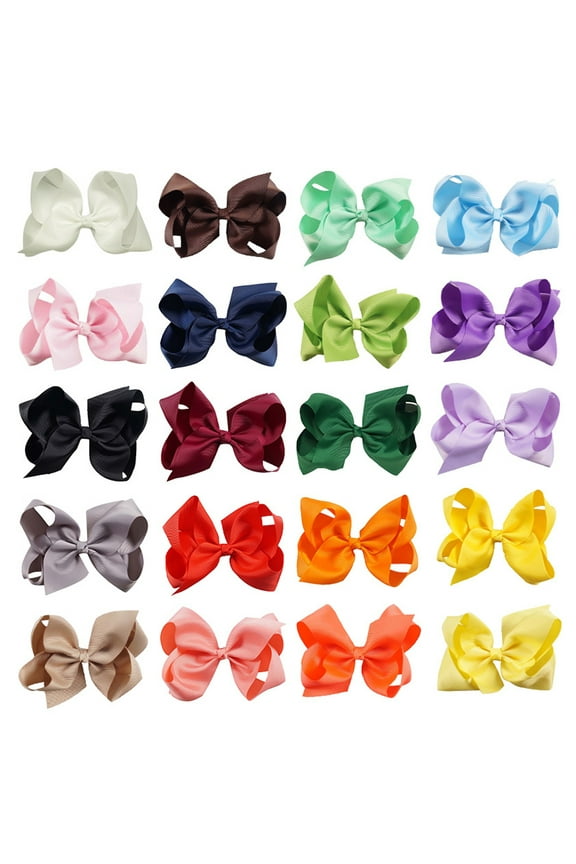 20PCS 6 Inch Hair Bows for Girls Grosgrain Ribbon Toddler Hair Accessories with Alligator Clips for Toddlers Baby Girls Kids Teens in Pairs