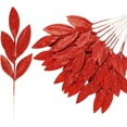 thumbnail image 1 of GoXteam 20PCS Christmas Artificial Leaves 13", Glitter Red Fake Floral Spray Picks Branches Twig for Xmas Tree Wreath Wedding Bouquet Decoration, 1 of 7