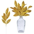 thumbnail image 1 of GoXteam 20Pcs Christmas Glitter Leaves Bay Leaves Spray 13" Artificial Bay Leaf Picks Sprays Giltter Stems for Christmas Tree DIY Xmas Wreath Garland Home Decor, Gold, 1 of 7