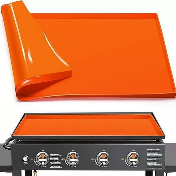 GoXteam 22" Outdoor Griddle Mat Silicone for Blackstone, Grill Top Cover for Blackstone Protector Outdoor, All Season Cooking Protective Cover, Orange