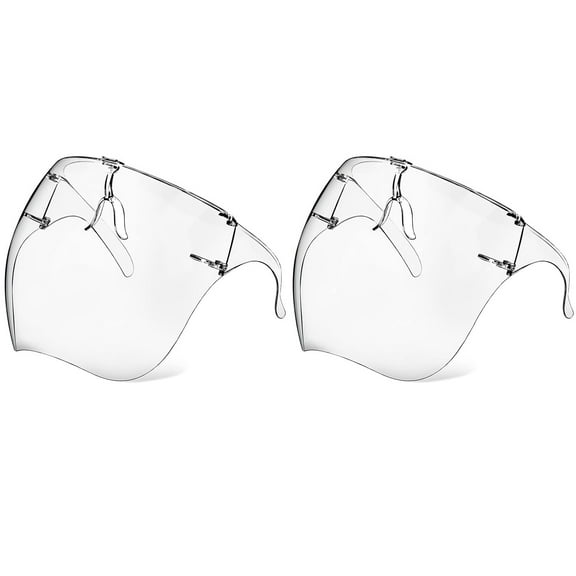 GoXteam 2Pack Unisex Clear Full Face Shield with Glasses, Anti Fog Goggle Sunglasses Fashion Face Mouth Shield Protective for Unisex Adults Outdoor Activities