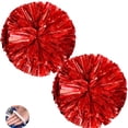 thumbnail image 1 of GoXteam 2Pcs Metallic Cheerleading Pom Poms, Creatiee 1 Pair Cheerleader Cheering Squad Pompoms for School Sports Dance Games Team Spirit Cheer, Red, 1 of 7