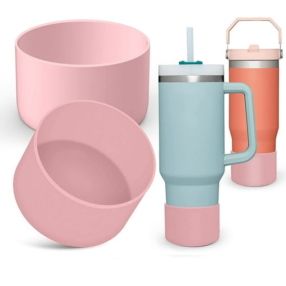 GoXteam 2Pcs Silicone Boot for Stanley Quencher 40oz & IceFlow Flip 30 20 oz, BPA Free Anti-Noise Anti-Scratch, Stanley Cup Protector Sleeve Cover Boot, Pink