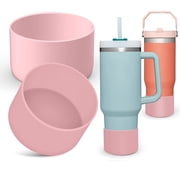 GoXteam 2Pcs Silicone Boot for Stanley Quencher 40oz & IceFlow Flip 30 20 oz, BPA Free Anti-Noise Anti-Scratch, Stanley Cup Protector Sleeve Cover Boot, Pink