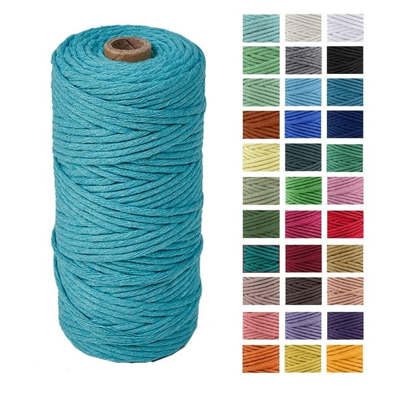GoXteam 3mm 109yards Macrame Cord Natural Color Cotton Rope for Wall Hanging, Plant Hangers, Crafts, Knitting, Turquoise
