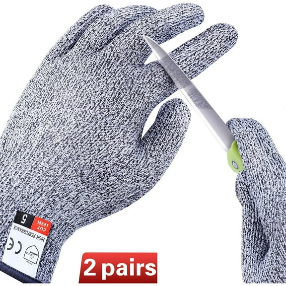 GoXteam 4 PCS Cut Resistant Gloves Level 5 Protection for Kitchen, Upgrade Safety Anti Cutting Gloves for Meat Cutting, Wood Carving, Mandolin Slicing and More (Large)