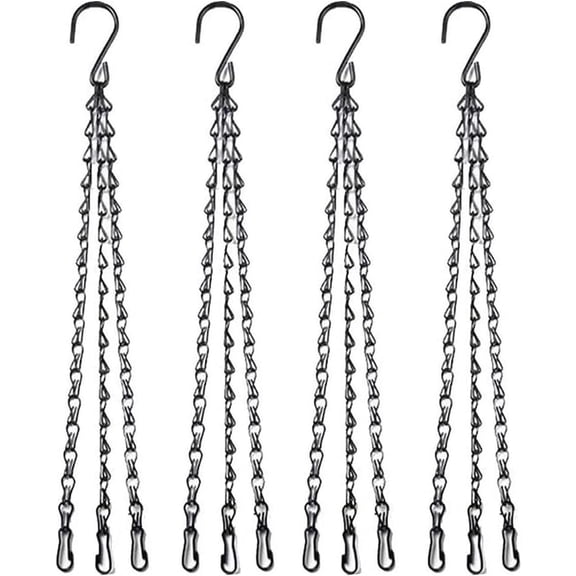 GoXteam 4 Pack 16inch Black Hanging Chain for Bird Feeders, Planters, Lanterns, Wind Chimes, Decorative Ornaments and Birdbaths Basket Extender Chain Outdoor Indoor