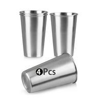 GoXteam 4 Pack 6 Ounce Stainless Steel Pint Cups Shatterproof Cup Tumblers Unbreakable Metal Drinking Glasses for Bar, Home, Restaurant