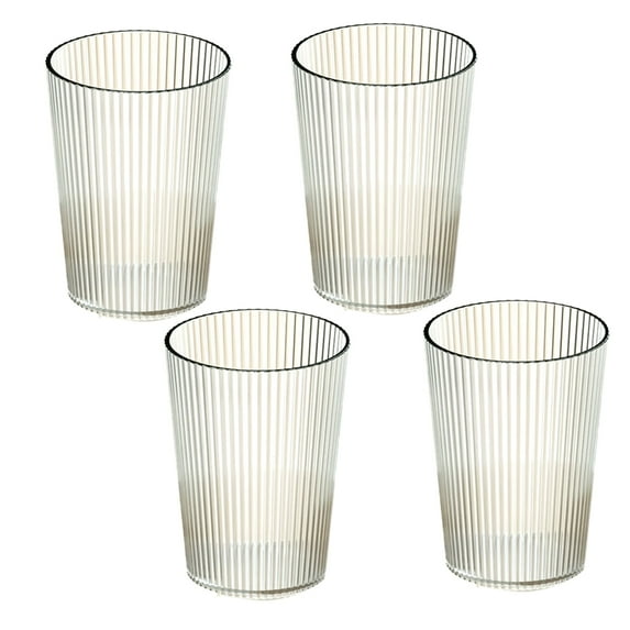 GoXteam 4 Pack Ribbed Drinking Glasses, Vintage Glass Cups, Iced Coffee Glasses, Glass Tumbler, Cocktail Glasses, Elegant Glassware for Water Juice Whiskey Beer (Clear)