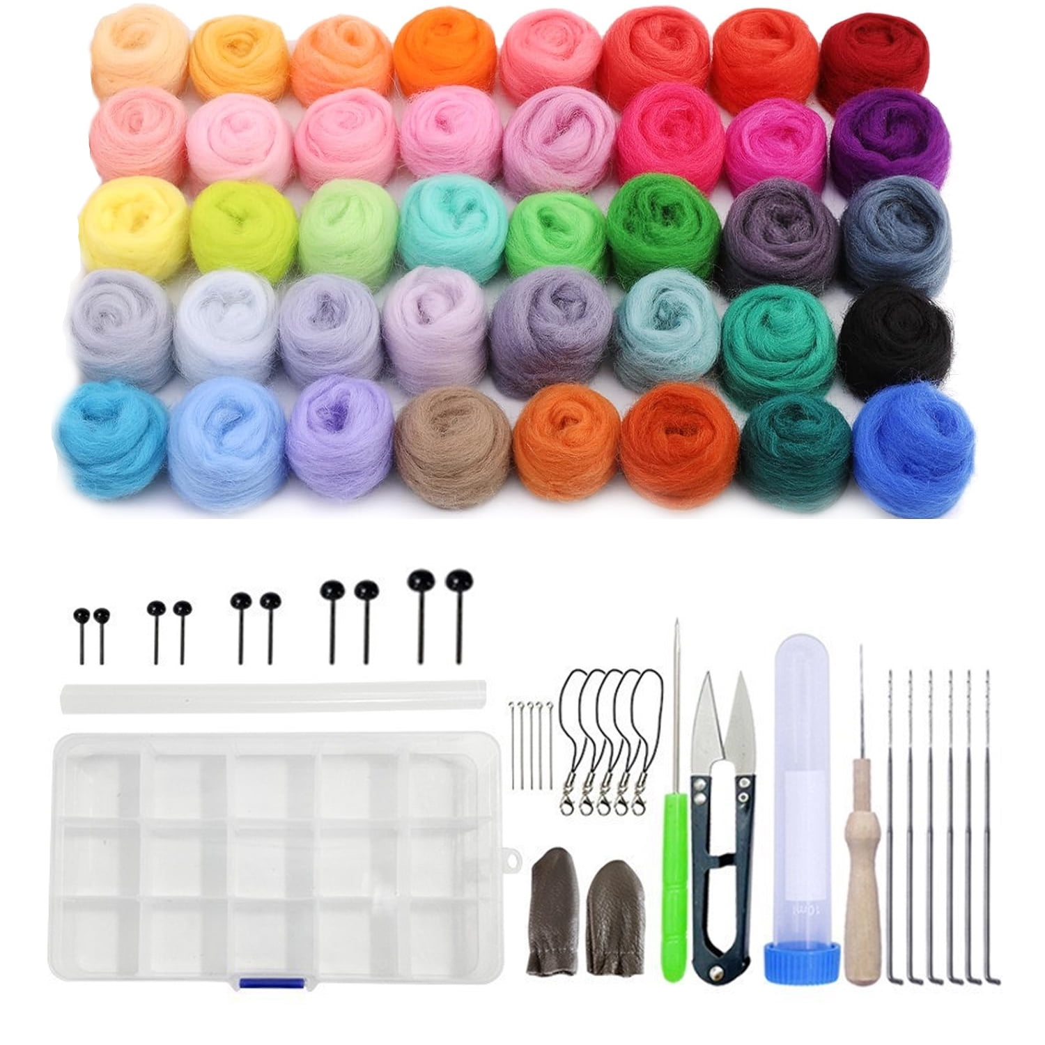 GoXteam 40 Colors Needle Felting Kits for Beginners, Needle Felting Supplies with Tools, Felt Starter Kits with Needles, Storage Bag for DIY Handcrafts Decoration