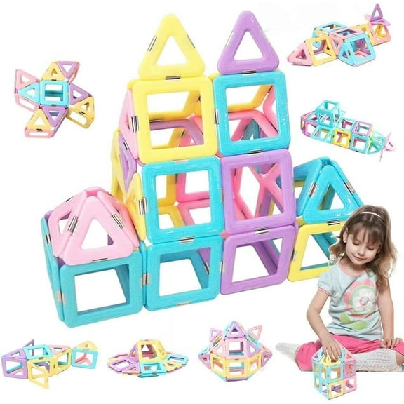 GoXteam 50Pcs Magetic Building Blocks Toys for 3 Year Old Girls Boys Gift Toys