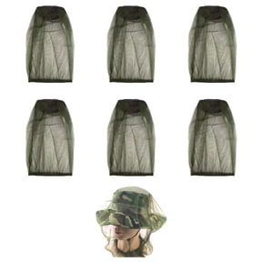 GoXteam 6 pack Mosquito Head Net Face Mesh Protecting Net for Outdoor Hiking Camping Climbing Mosquito Fly Insects Preventing (Green)