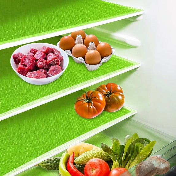 GoXteam 8 Pack Refrigerator Mats, WashableEVA Fridge Mats Liners Easy to Clear Fridge Pads Mat Shelves Drawer Table Mats Refrigerator Liners for Shelves, Translucent Green
