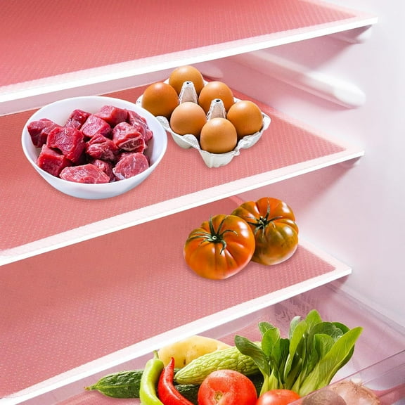 GoXteam 8 Pcs Refrigerator Liners, Refrigerator Mats Washable and cuttable for Refrigerator Glass Shelves, Cabinets and Drawer Cover mats Kitchen Gadgets Accessories Organization, Translucent Pink