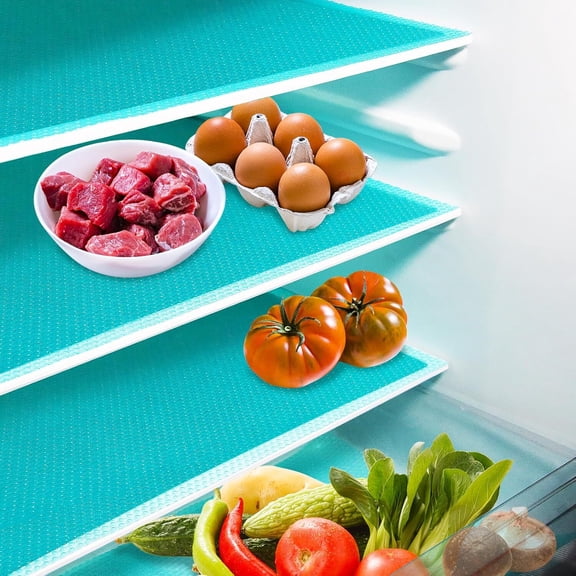 GoXteam 8Pcs Refrigerator Liners, Washable EVA Fridge Liner Shelf Mats Refrigerator Pads for Cupboard Cabinet Drawer Home Kitchen Accessories Organization (Translucent Blue)