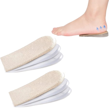 GoXteam Adjustable Orthopedic Heel Lift Inserts, Height Increase Insoles for Leg Length Discrepancies and Achilles Tendonitis, Heel Cushion Lifts for Women Men (Beige, L, 3 Layers)