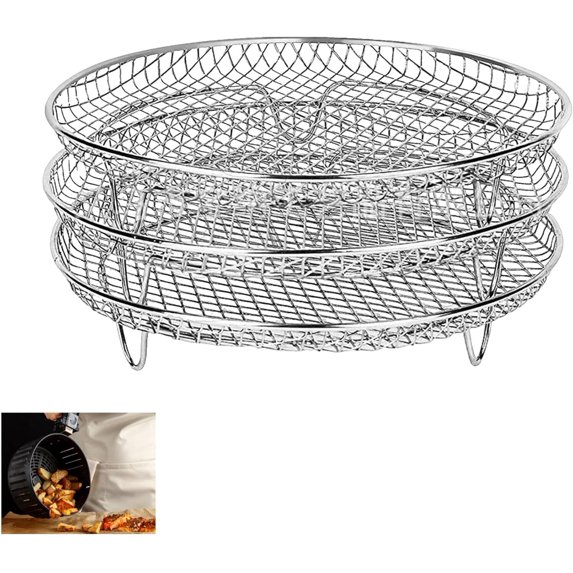 GoXteam Air Fryer Racks 3Pcs Stackable Set, Stainless Steel Mesh Baskets, Multi-Use for Air Fryer, Steamer, Oven, Dishwasher Safe (7.8in Round)