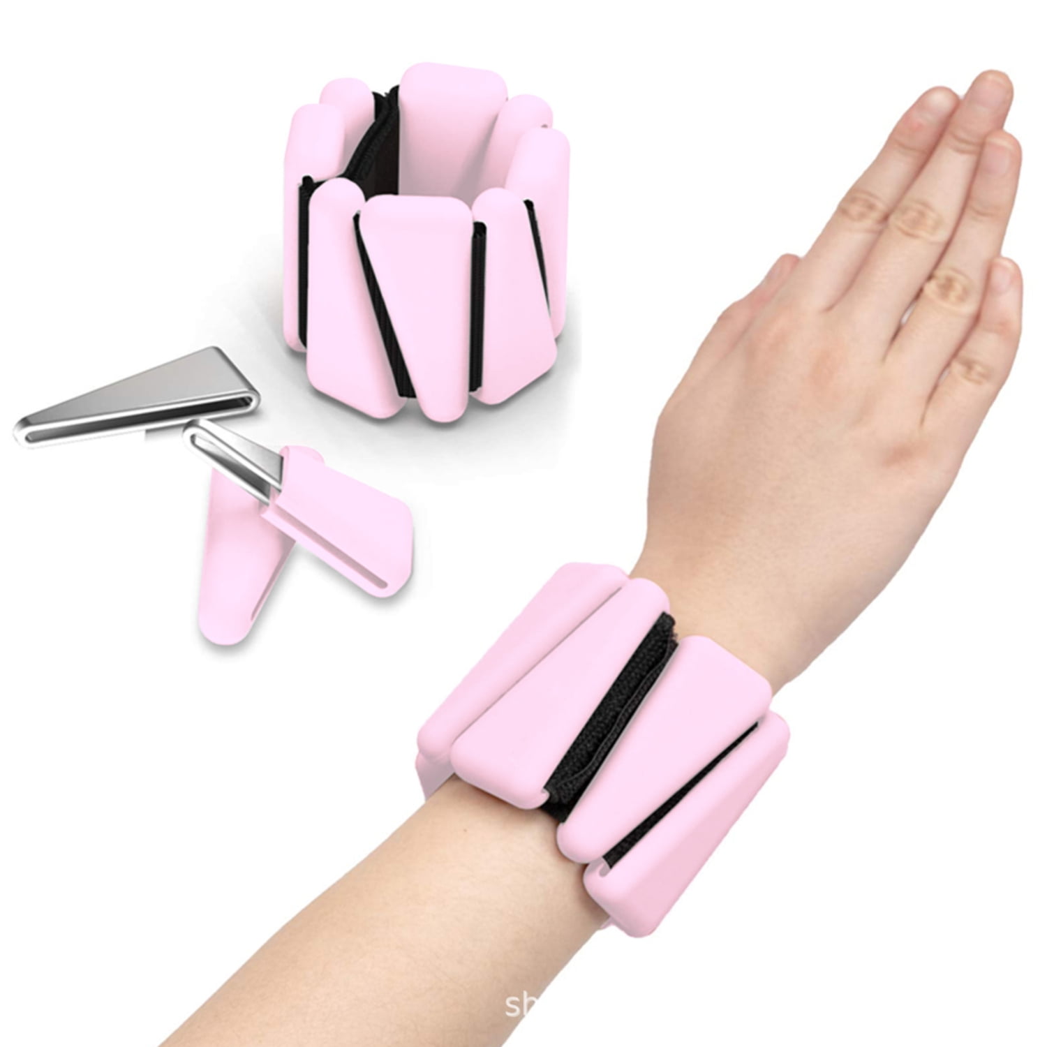 GoXteam Ankle Weights Set of 2 (1lb Each) Adjustable Wrist Weights for Women Men Wearable Arm Leg Weight for Pilates, Running, Walking, Workout, Yoga,Pink
