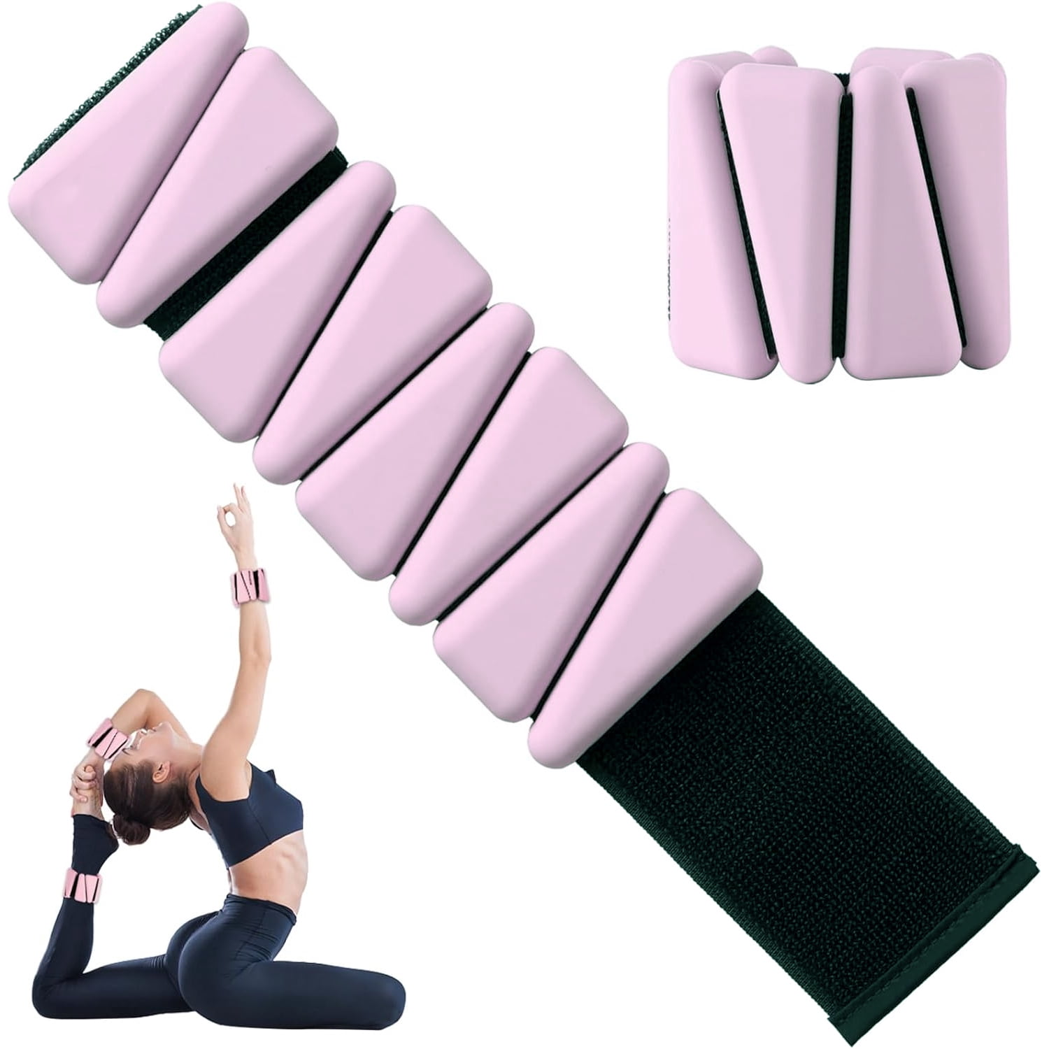 GoXteam Ankle Weights for Women Men, Adjustable Wrist Weighted Bracelet for Home Gym Workout, Running, Yoga, Exercise, Strength Training, Set of 2 (0.5LB Each, Black)