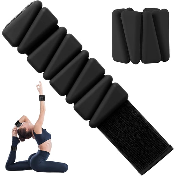 GoXteam Ankle Weights for Women Men, Adjustable Wrist Weighted Bracelet for Home Gym Workout, Running, Yoga, Exercise, Strength Training, Set of 2 (1LB Each, Black)