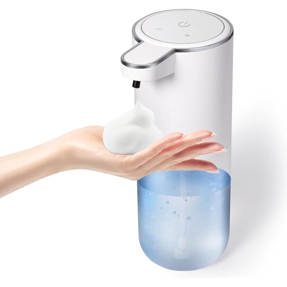 GoXteam Automatic Foaming Soap Dispenser Touchless-Rechargeable,Liquid soap Dispenser-4 Adjustable Levels, 4 Power Indicators-13.5oz/400ml, Suitable for Kitchen and Bathroom