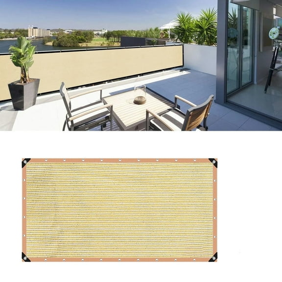 GoXteam Balcony Privacy Fence Screen 3' x 9.8' Apartments Railing Screen Included Cable Ties, Heavy Duty Wind Block Screen for Outdoor, Porch, Patio, Deck Privacy, Dust Yellow