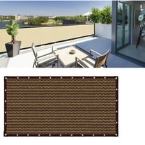 GoXteam Balcony Privacy Fence Screen 3' x 9.8' Apartments Railing Screen Included Cable Ties, Heavy Duty Wind Block Screen for Outdoor, Porch, Patio, Deck Privacy, Coffee