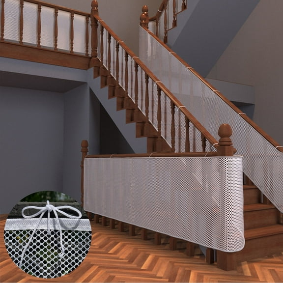 GoXteam Banister Guard 3ft X 10ft Thick Balcony Safety Net, Patios and Railing Stairs Netting, Safe Rail Net for Kids Pet Toy, Sturdy Mesh Fabric Material