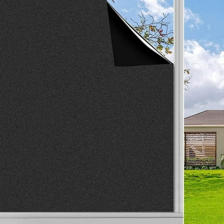 GoXteam Blackout Privacy Window Film Cover 100% Light Blocking No Glue Black Window Tint for Home Room Darkening Easy Removal 23.6 x 78.7 Inches