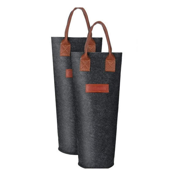 GoXteam Bottle Insulated Wine Tote, Single Bottle Wine Carrier Bag Padded Wine Cooler Perfect Wine Lover's or Wedding Gift, Black, 2Pack