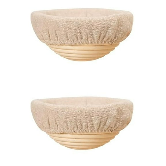 GoXteam Bread Proofing Baskets Set of 2, 9 inch Round Dough Proofing Bowls w/Liners Perfect for Home Sourdough Bakers Baking, Round