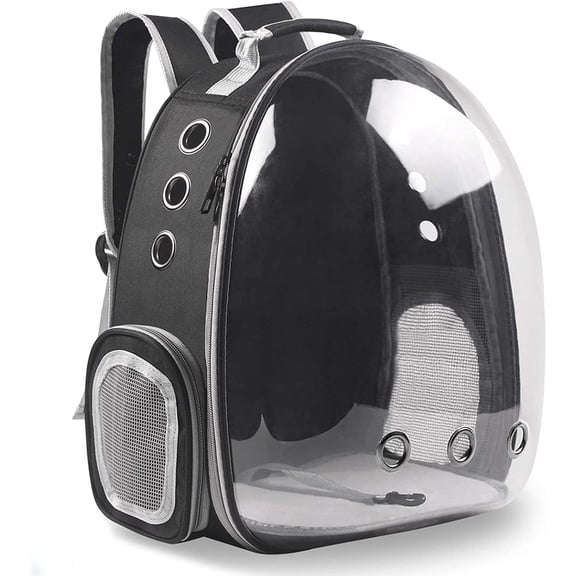 GoXteam Cat Backpack Carrier, Fit up to 13 lbs, Space Capsule Bubble Window Pet Carrier Backpack for Large Fat Cat and Small Puppy, Black