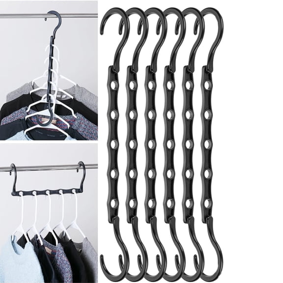 GoXteam Closet Organizers and Storage, 6 pack Space Saving Hanger for Heavy Clothes, Upgraded Cascading Hangers, Magic Closet Organization Clothes Hangers