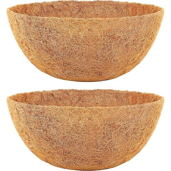 GoXteam Coco Liners for Planters 12 Inch, 2 Pack Round Hanging Basket Liners, Coconut Fiber Liners for Planters Flowers Garden
