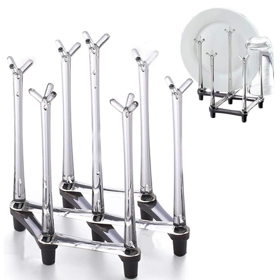 GoXteam Cup Drying Racks, Retractable Drinking Glass & Baby Bottle Drainer Stand, PP Material Mug Draining Organizer, Kitchen Countertop Dishes Holder