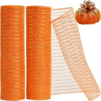 GoXteam Deco Mesh Ribbon, 10 inch 10 Yards Decorative Mesh Roll for Wreath Supplies Crafts Christmas Tree Garland Easter Valentine Mardi Gras Decoration (Orange, 2 Rolls)