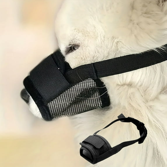 GoXteam Dog Muzzle, Soft Mesh Muzzles for Small Medium Large Dogs Chihuahua Poodle Husky Labrador, Breathable Dog Mouth Guard for Biting Chewing Grooming, Allow Panting Drinking (M-Black)