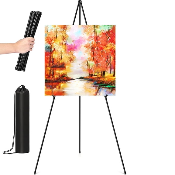 GoXteam Easel Stand for Sign, 63" Portable Painting Easel, Lightweight Metal Easels for Painting Canvas, Wedding Sign