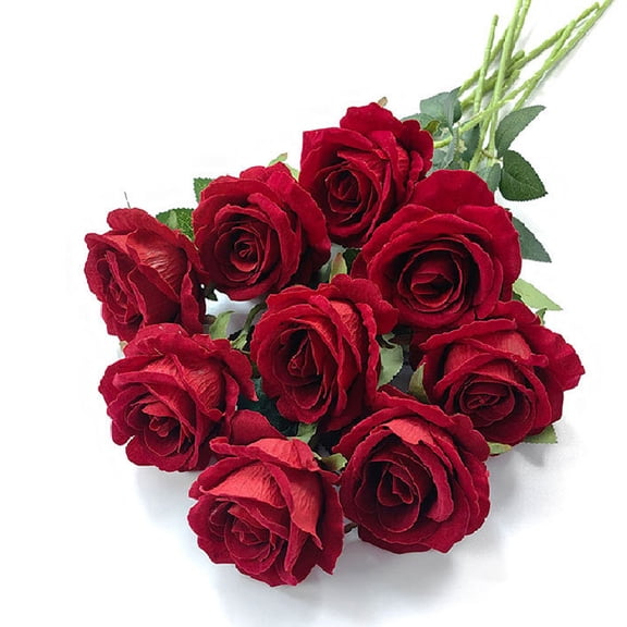 GoXteam Fake Roses Artificial Flowers, 12 Pcs Red Fake Artificial Roses Silk Flowers with Stems for Home Wedding Hotel Office Centerpiece Decor