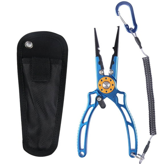 GoXteam Fishing Pliers, Multi-Function Fishing Gear for Experts, Saltwater Resistant Teflon Coated Hook Remover, Stainless Steel Top & Aluminum Body, Bass Fishing Gift