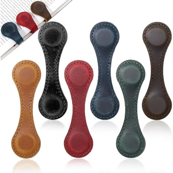 GoXteam Leather Magnetic Bookmarks Personalized Vintage Engraved Name Initials Text Book Marker Clips Customized Gifts for Readers Kids Book Lovers Classmate