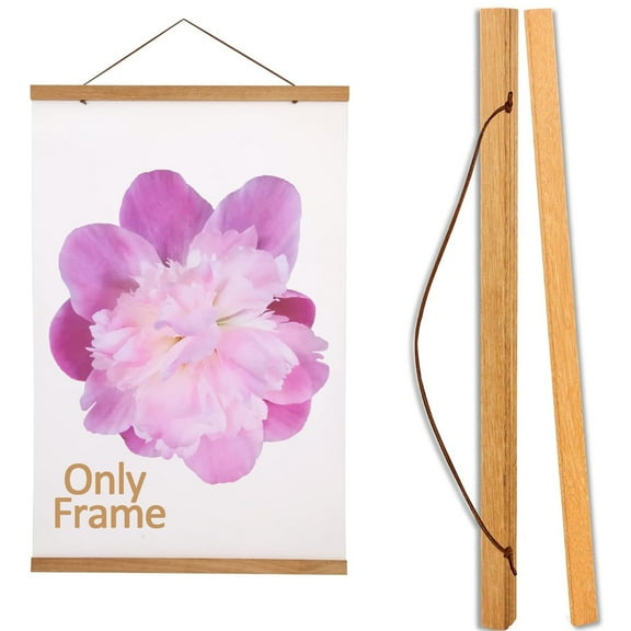 GoXteam Magnetic Poster Frame Hanger, Natural Beech, Poster Hanger for Photos, Pictures, Prints, Maps, Scrolls and Canvas Artwork (1 Pack, 8.3", Beech Wood)