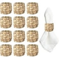 thumbnail image 1 of GoXteam Napkin Rings Set of 12, Hand-Woven Farmhouse Natural Water Hyacinth Napkin Rings, Holiday Party, Christmas, New Year Eve, Thanksgiving Dinnerware, Easter Napkin Rings, 1 of 7